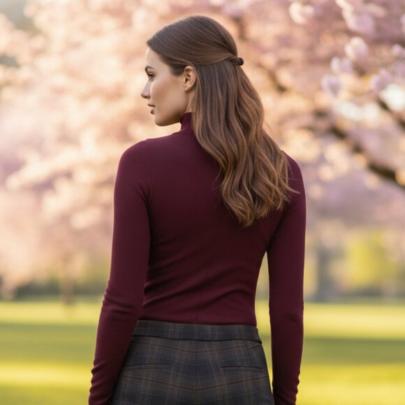 NWT 41 Hawthorn Turtleneck Top Burgundy M - Picture 2 of 11